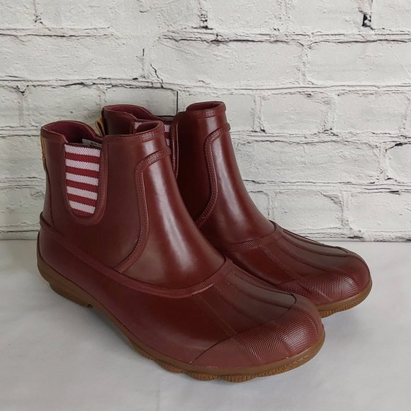 SPERRY 'SYREN COVE' RAIN BOOTS LEATHER PULL STRAP - Picture 2 of 16